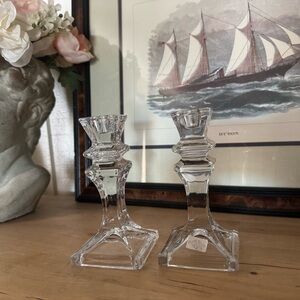 Fitz And Floyd Rivera Crystal Taper Candle Holders 6” Tall - Set of 2